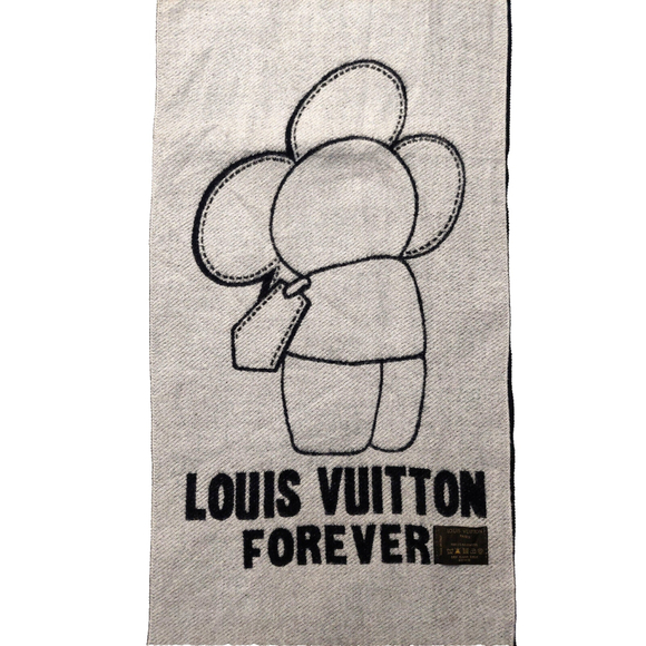 Louis Vuitton LV Forever Reversible Gray Black Cashmere Scarf Pre-Owned - Picture 11 of 16